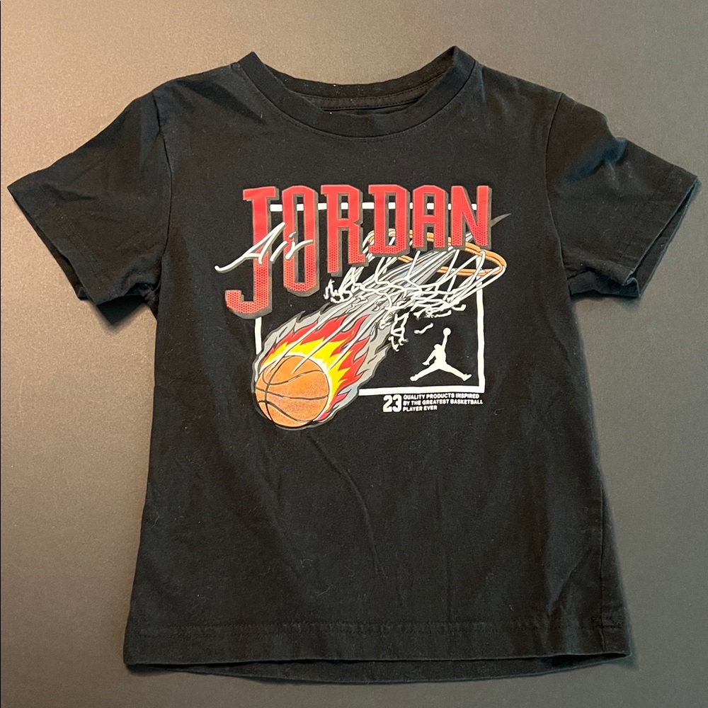 Jordan Kids Black Tee with Basketball Graphic